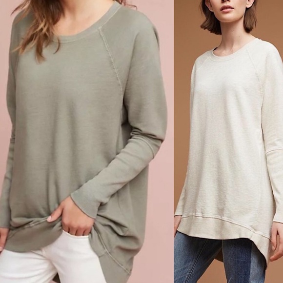 Anthropologie Tops - BOGO! Anthropologie T.La Tunic Sweatshirt Green